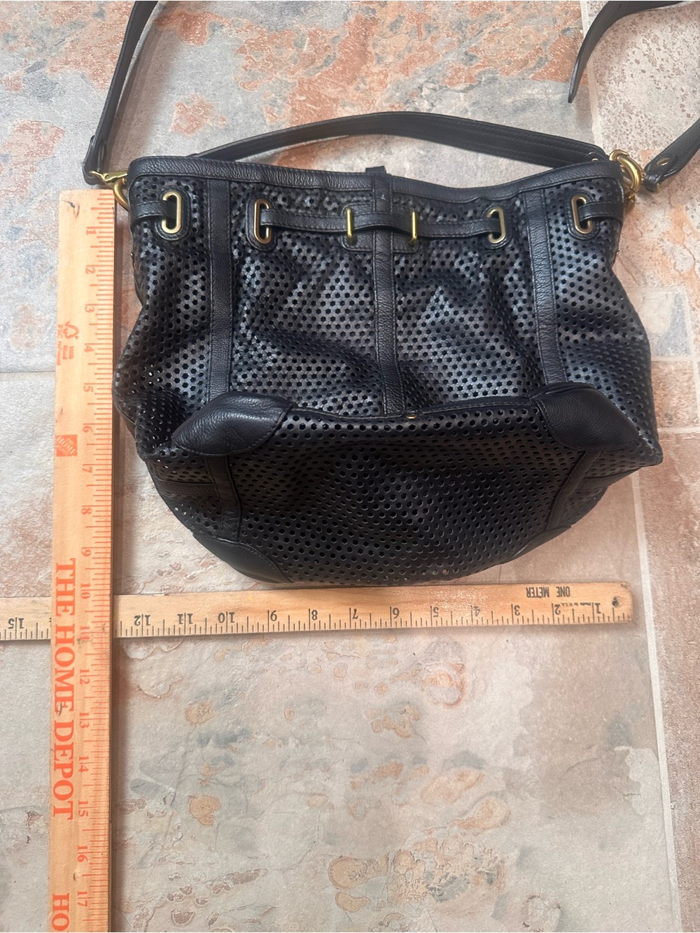 Jerome Dreyfuss Tanguy Black Perforated Leather Shoulder Crossbody Bag - Picture 14 of 15
